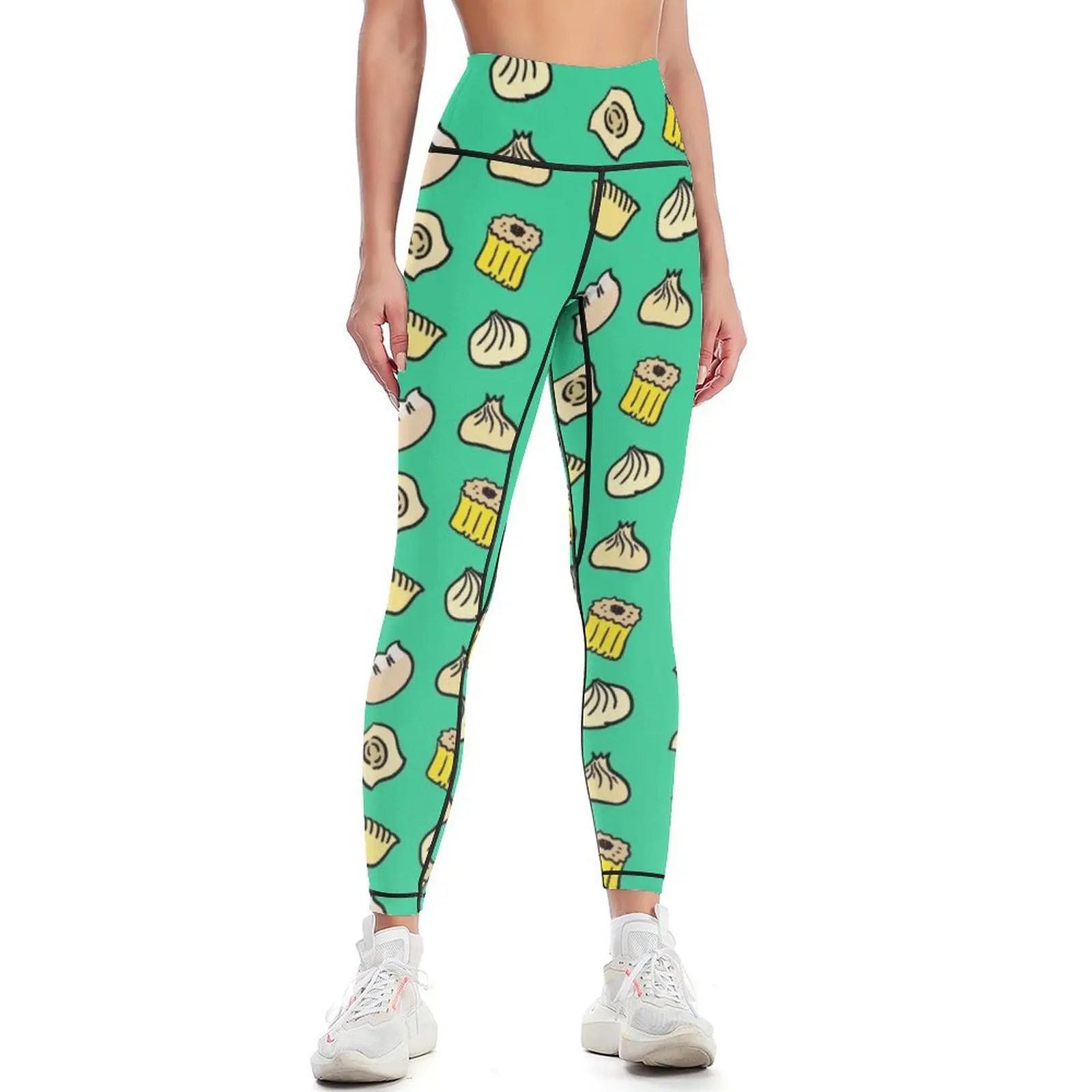 

Dumpling Pattern with Har Gow, Xiao Long Bao, Tortellini, Shu Mai, Momo, Wonton Leggings sportswear gym Womens Leggings