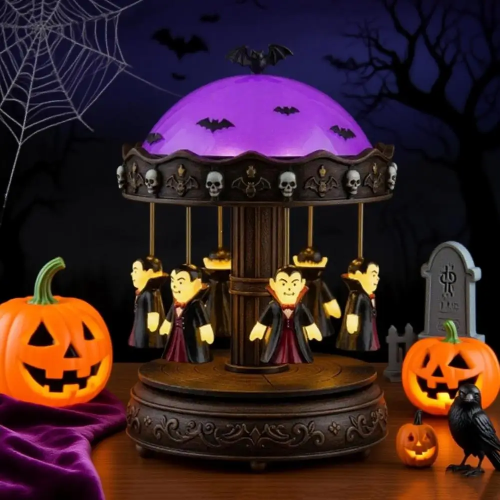 

Акцентный светильник для комнаты, светодиодная лампа, жуткий Хэллоуин, призрак, карусель, ночник, USB перезаряжаемая прикроватная лампа для украшения вечеринки