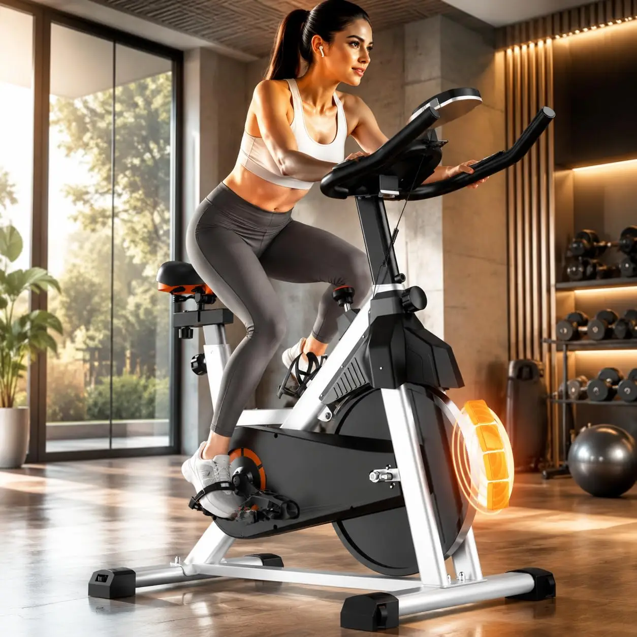 Exercise Bike, Magnetic Stationary Bikes for Home Cardio with Brake Pad Silent Belt Drive, 400LB Weight Capacity Indoor
