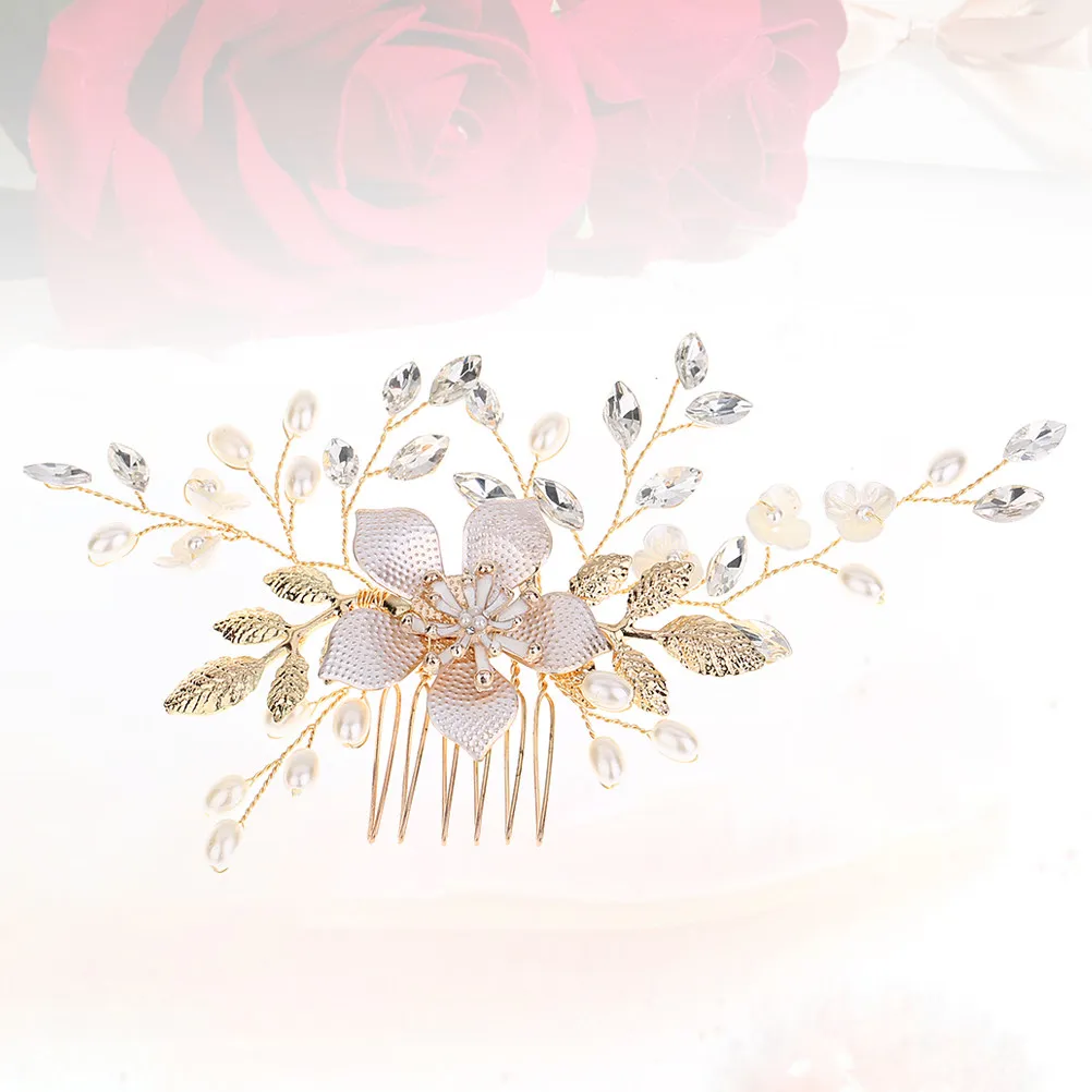 

1 шт. Свадебный гребень для волос с цветочным узором, жемчугом и стразами, альтернатива тиаре, короне, повязке на голову для невесты, подружки невесты, выпускного вечера