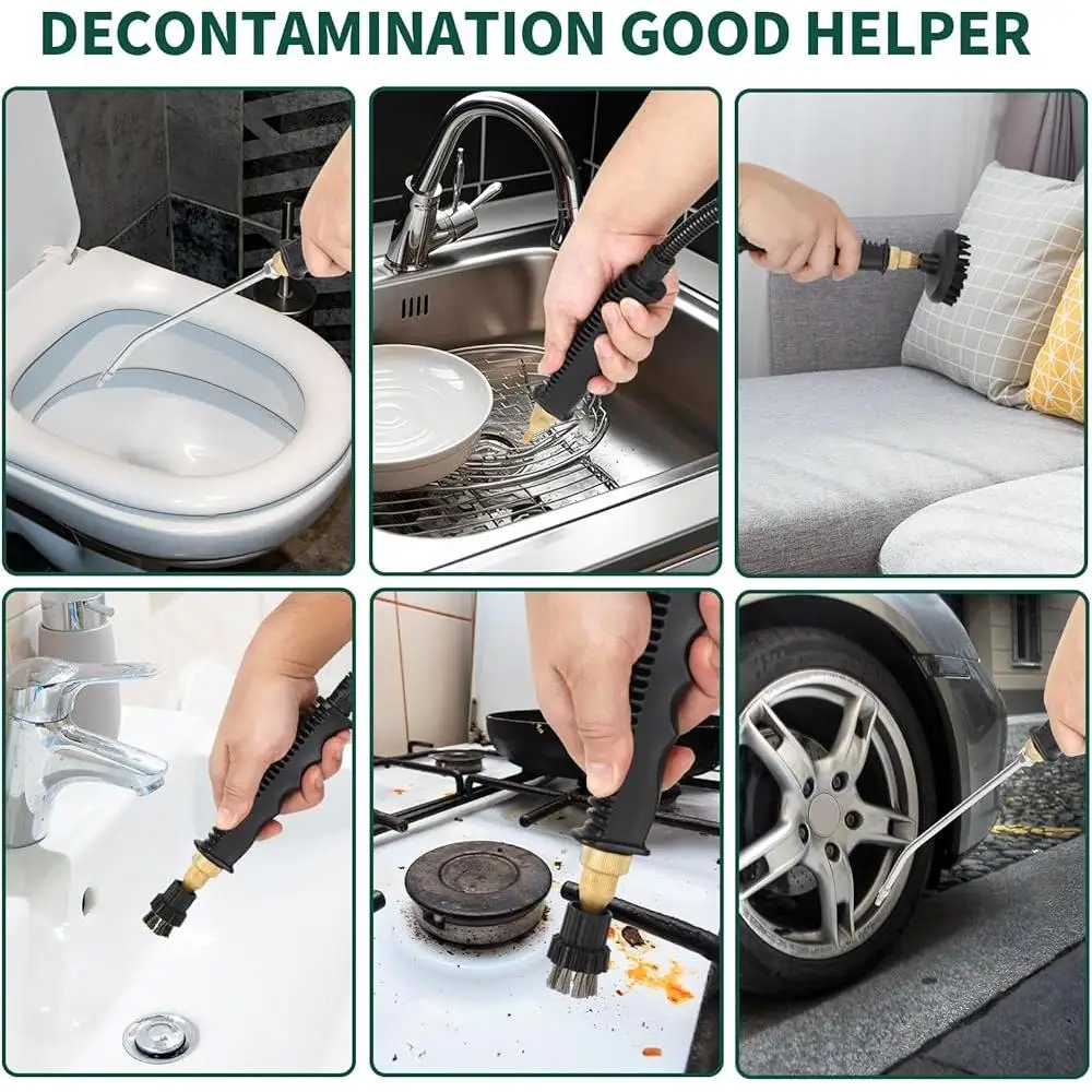 High Pressure Steam Cleaner 2500W 105°C Portable Handheld Steam Cleaner with 6 Gears 3 Brush Heads Ideal Home Car Upholstery