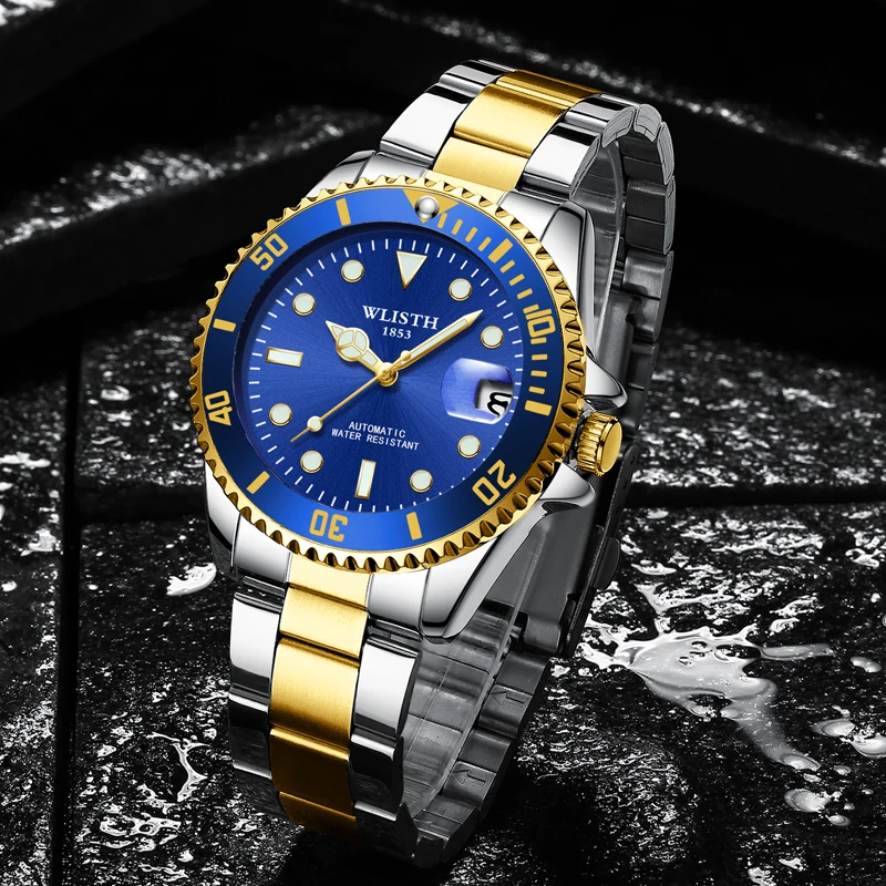 

WLISTH Watche for Men Classic Original Automatic Mechanical Watch Waterproof Luminous Stainless Steel Man Watch Date Luxury