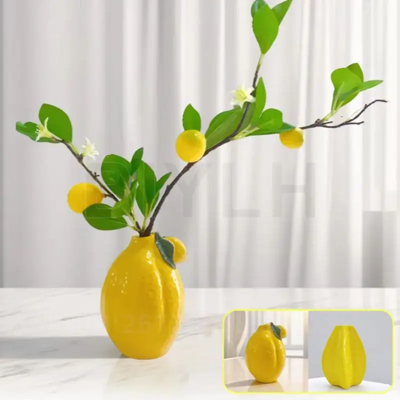 Carambola Lemon Ceramic Vase Decoration Nordic in Feng Shui Cultivation Flower Vase Home Fresh Desktop Decoration Crafts