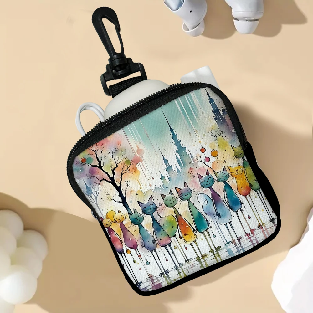 

Cat 2 Women Wallet Mini Purse Coin Purse Fresh Cute Card Bag Sanitary Napkins Bag Earphone Bag 5.23