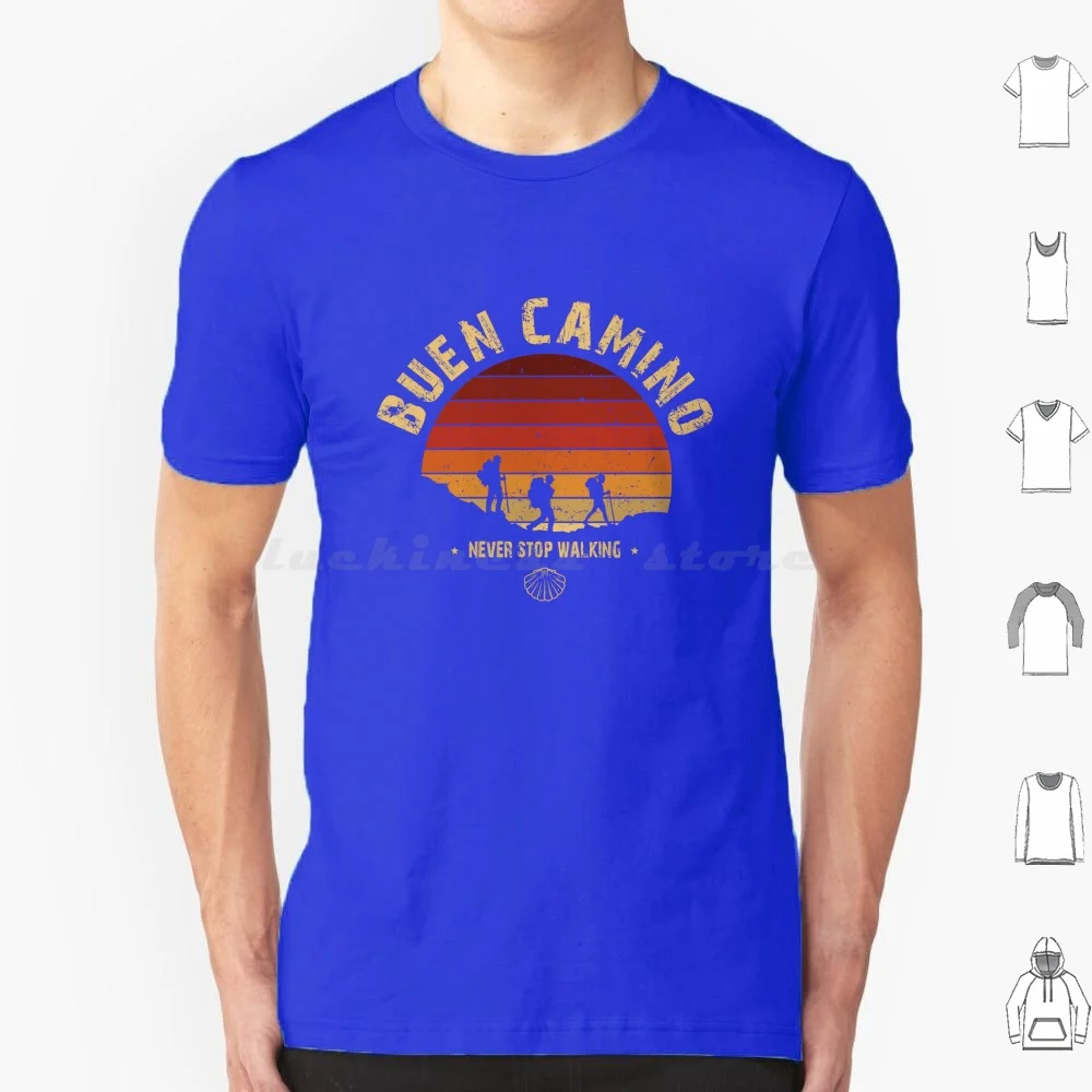 Hiking The Camino De Santiago Vintage Badge T Shirt Men Women Kids 6Xl Camino Santiago De Compostela Compostella Buen Camino