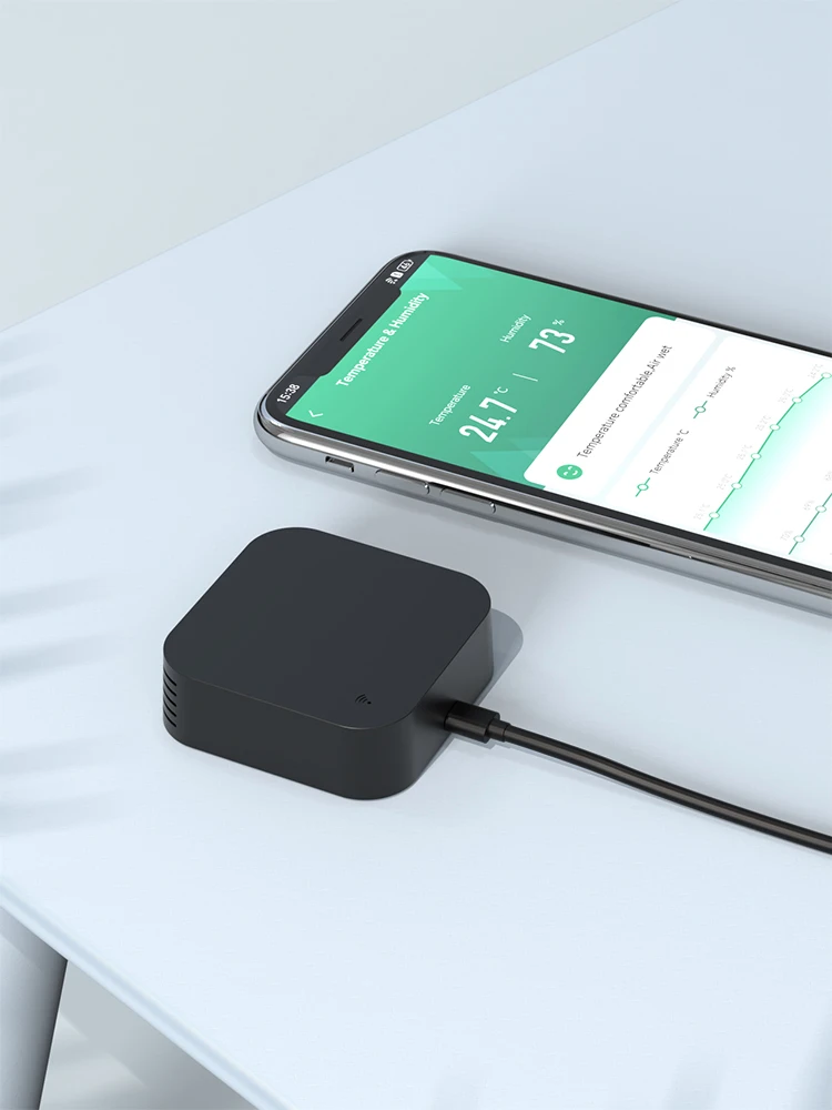 Pilot zdalnego sterowania Tuya WiFi IR z czujnikiem temperatury i wilgotności do klimatyzacji i telewizora, kompatybilny z Google Home i Alexa. — zdjęcie produktu 7
