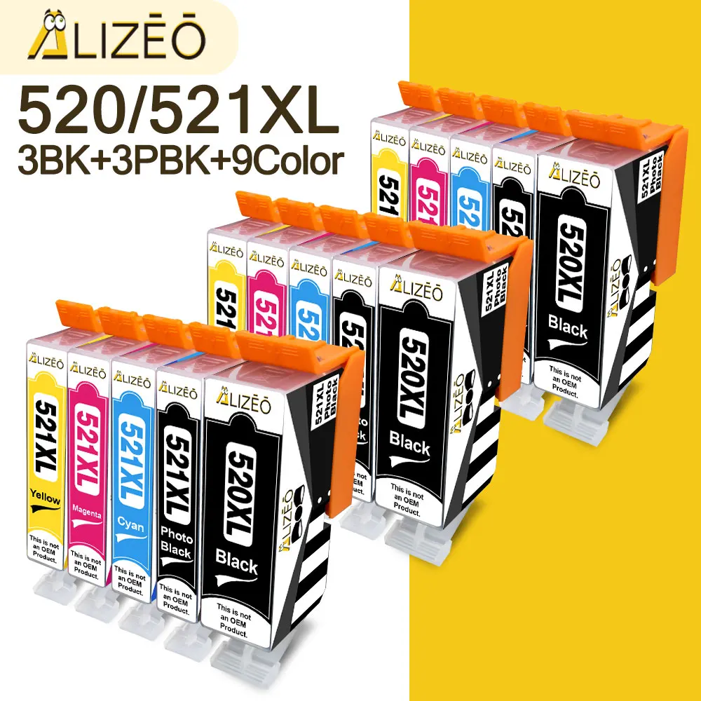 520 521 XL Ink cartridge For Canon 520XL 521XL Canon520 Compatible PIXMA MP640 MP980 MP990 MP1900 MX860 MX87 Printer