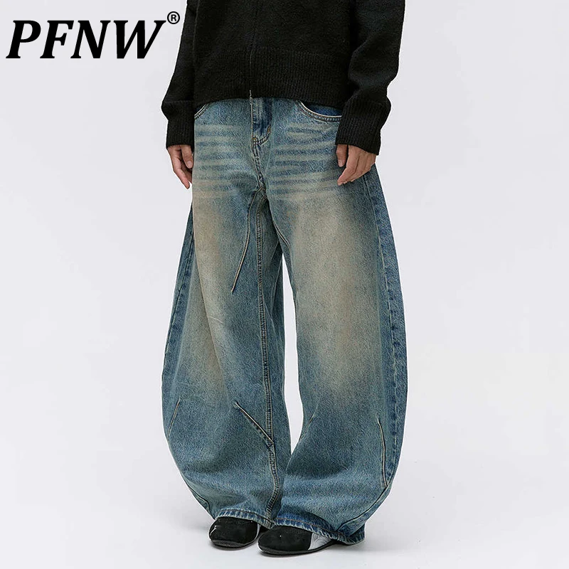 PFNW American Tide Machete Pants 2024 New Wide Leg Jeans For Men High Street Trendy Baggy Jeans Washed Vintage Trousers 12C1911