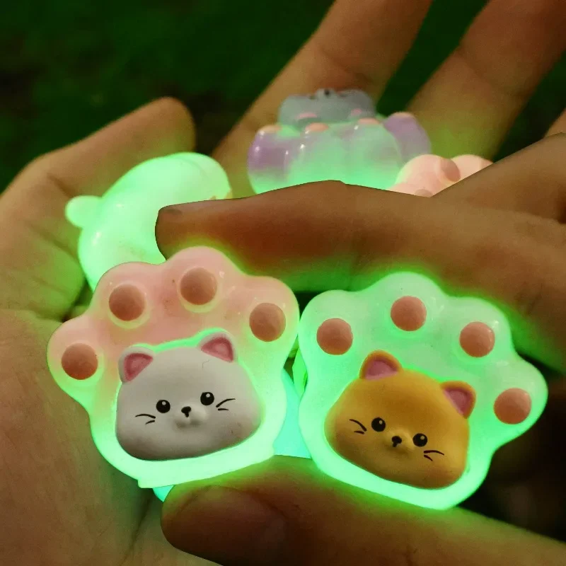 Luminous Cat Paw Car Ornaments Cartoon Cute Animal Paw Night Light Decoration Ornament Car Desk DIY Micro Landscape Accessories