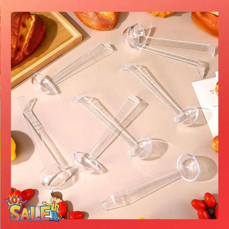 10 piezas de cucharón pequeño de 1,2 Oz, cucharón de plástico transparente para servir aderientes, cuenco perforador, cubiertas para salsa