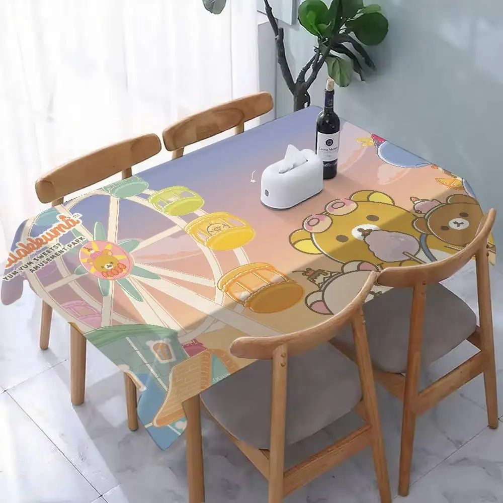 

Скатерть с изображением милого мультяшного персонажа Рилаккума из японского аниме, 1 шт., украшение для вечеринки в честь Нового года 2026, для дома, кухни, столовой, пластиковая