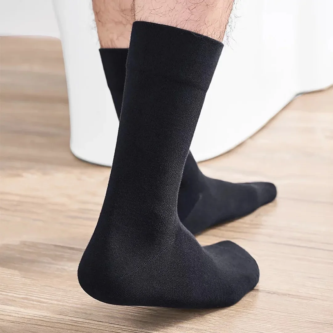 8 Pairs Mens Dress Socks Black ，High Quality Crew Long Socks, Cool Breathable Casual Combed Cotton Socks for men Plus Size 42-48