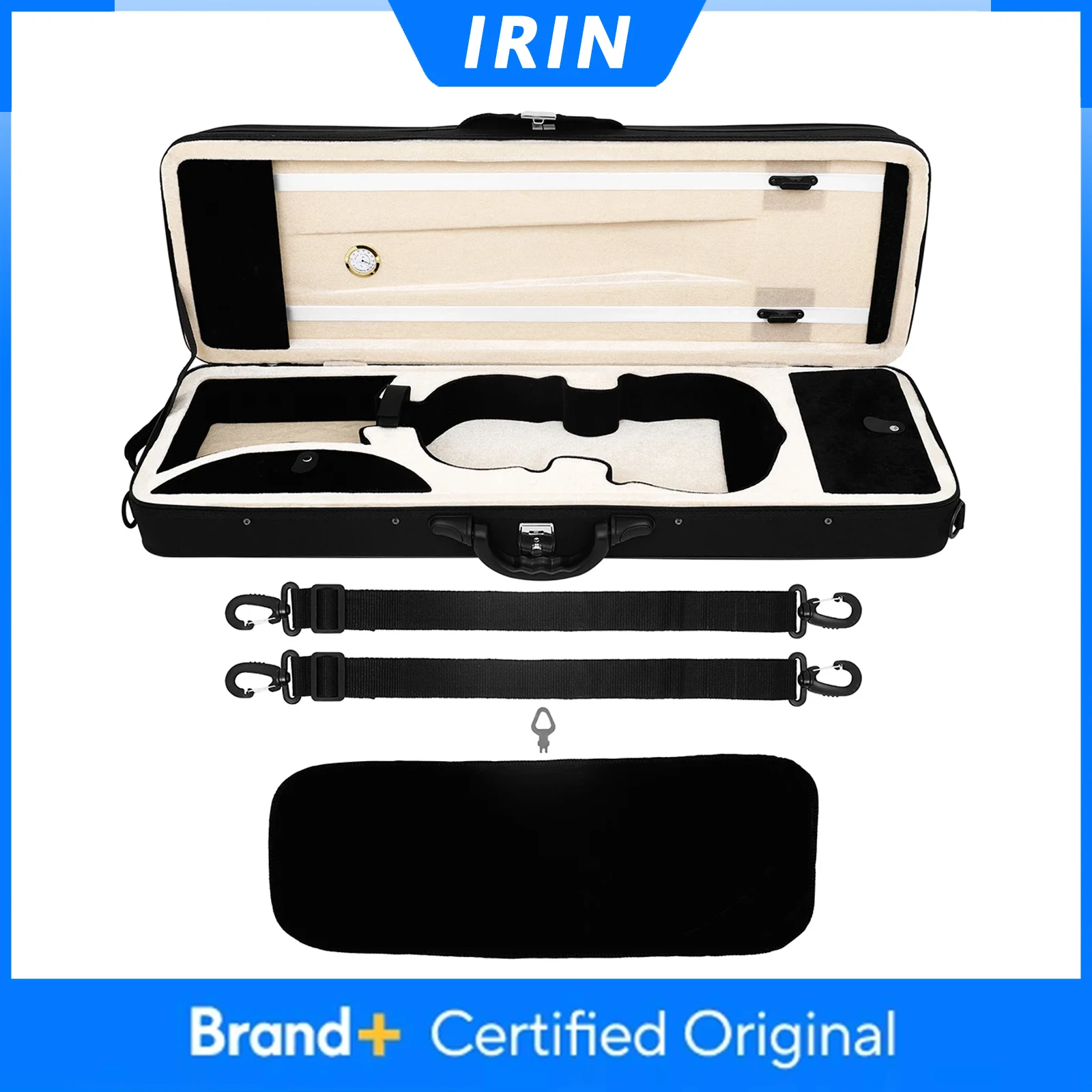 

IRIN Violin Case 4/4 Black Violin Backpack Oxford Cloth Foam Square Violin Box With Hygrometer Lock Violin Parts & Accessories