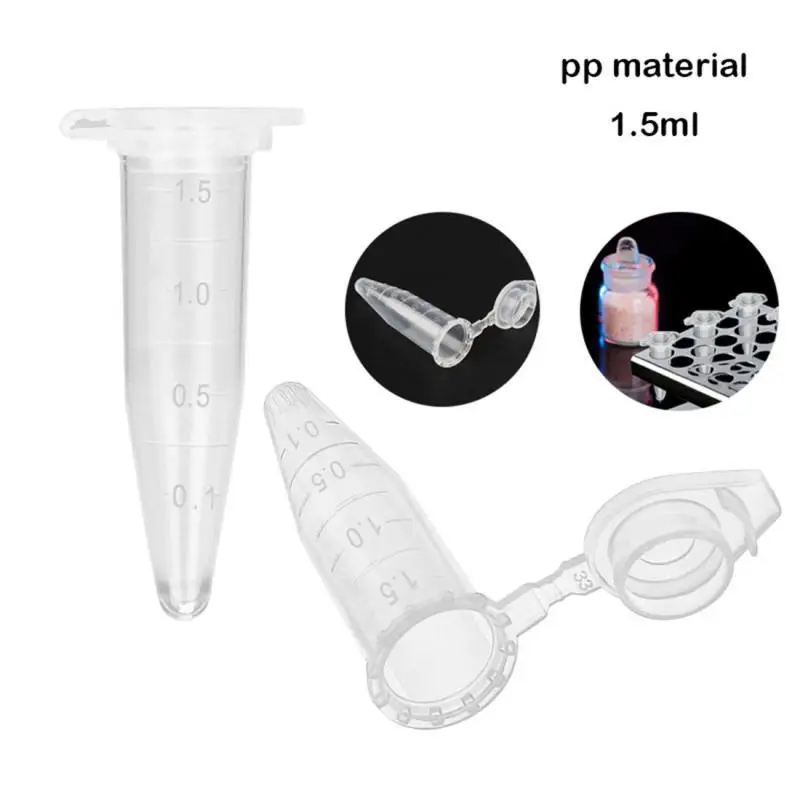 50~200Pcs 0.5Ml, 1.5Ml with Scale Lab Centrifugal Tubes with Pointed Bottom and Cap Centrifuge Tubes Vial