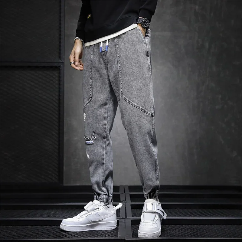 

Men's Jeans Korean Fashion 2025 Spring Comfortable Loose Trendy Embroidered Casual Pants Male Clothing Plus Size 8XL