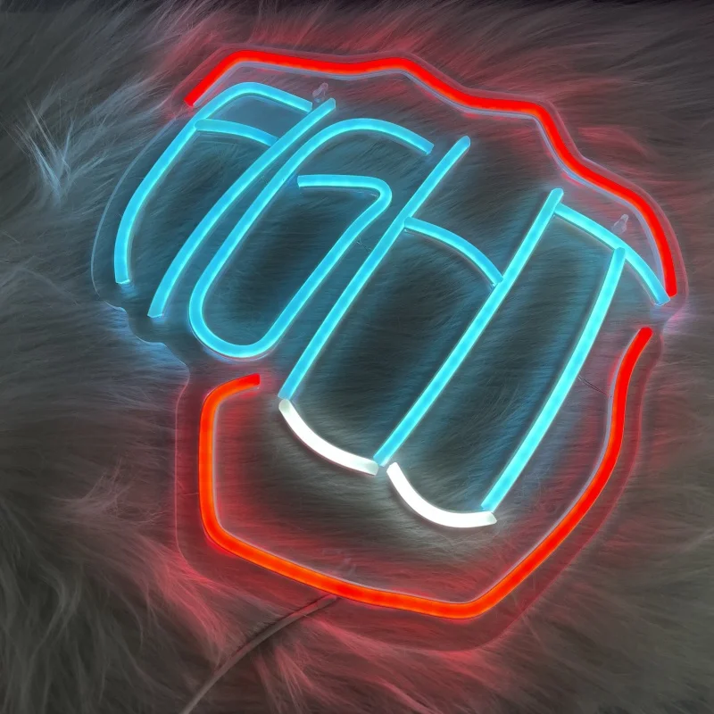 FIGHT neon, suitable for gym, exercise area or workspace, USB powered, dimmable switch