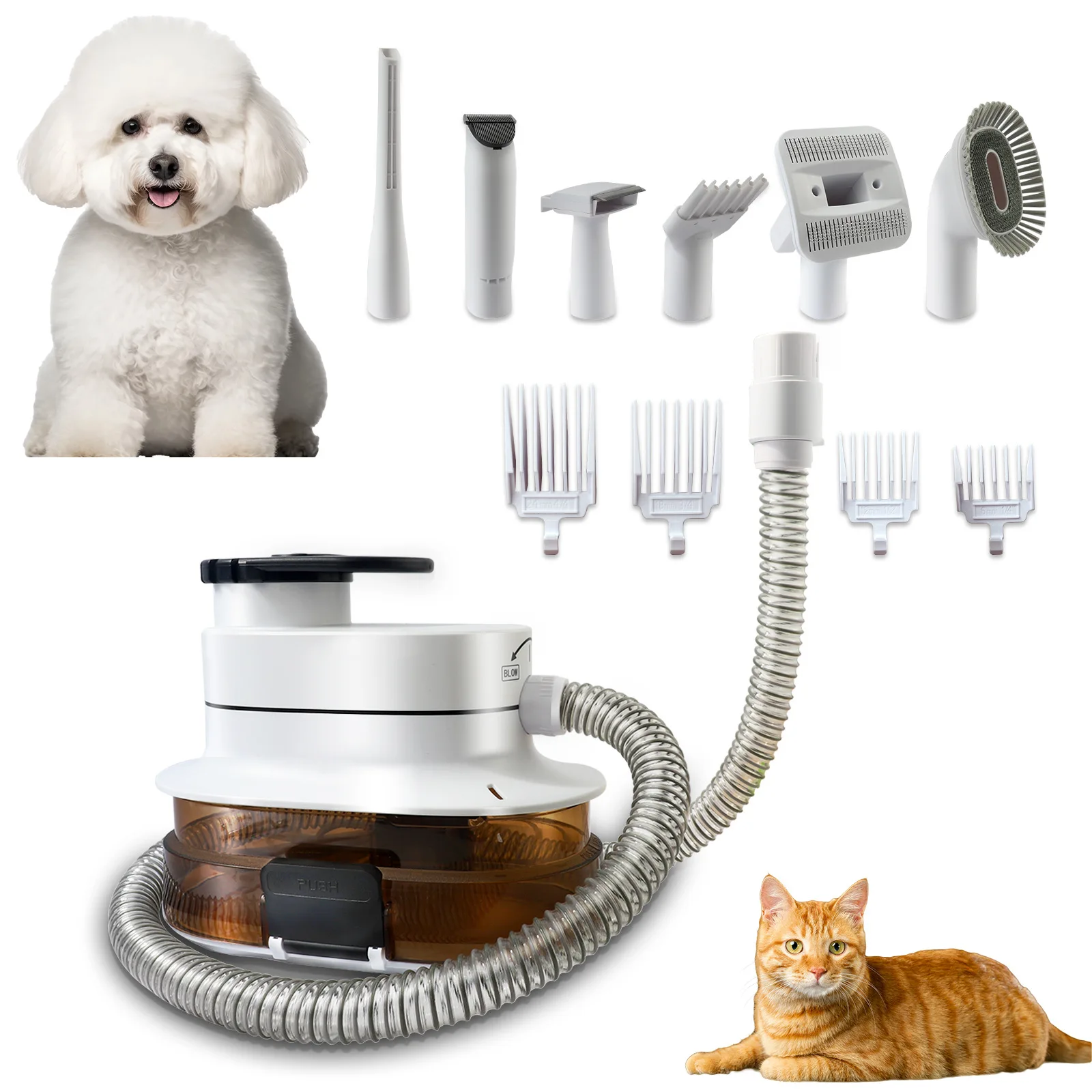 

Household pet hair suction device, electric shaving, hair dryer, water dryer,cat and dog floating hair cleaner with massage comb