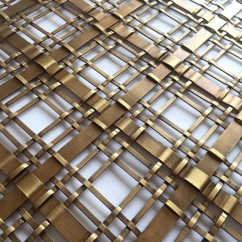 New Decorative Stainless Steel Weave Wire Mesh Panel 3mm Mesh Thickness Antique Plated Facade Cladding Cabinet Door Mesh