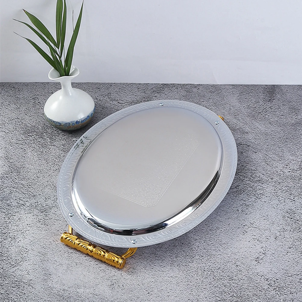 

Stainless Steel Dried Holder Household Serving Vintage Style Candy Storage Large Food Organizer Oval Snack Dish Metal Fruit