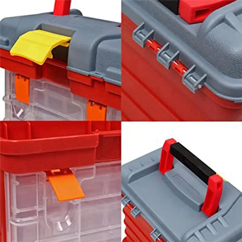 RALCA-Multifunctional Storage Box With 4 Layers And 72 Compartments Can Place Screws, Nuts And Wrenches Capacity Stool Carrying