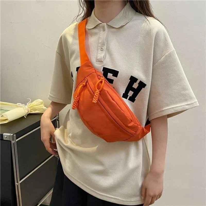 

Women's Simple Nylon Fabric Small Bag Lightweight Texture Shoulder Underarm Chest Bag Crossbody Small Waist Bag
