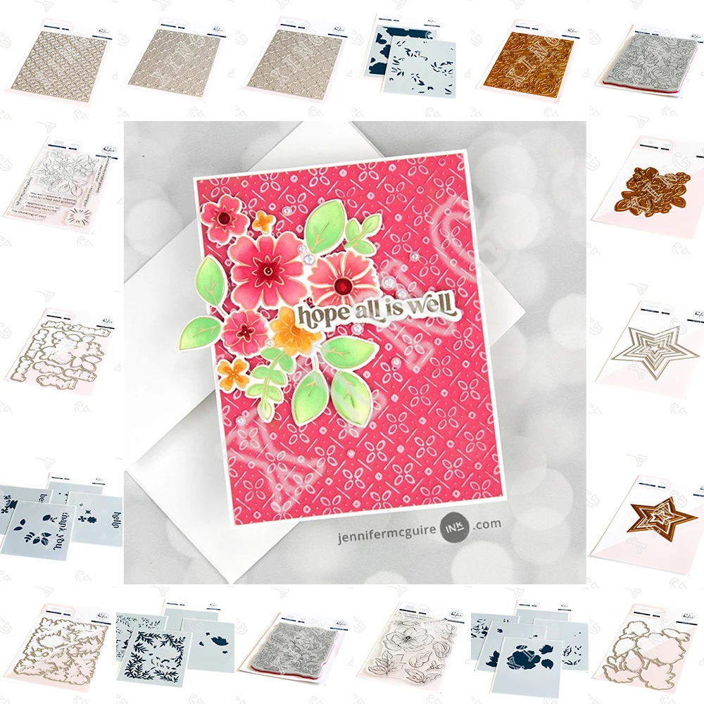 

2022 Floral Diamond Tiles Stitched Ovals Coverplate Dies Peony Print Vines Magnolia Gestures Nested Stamps Stencils Hot Foil Set