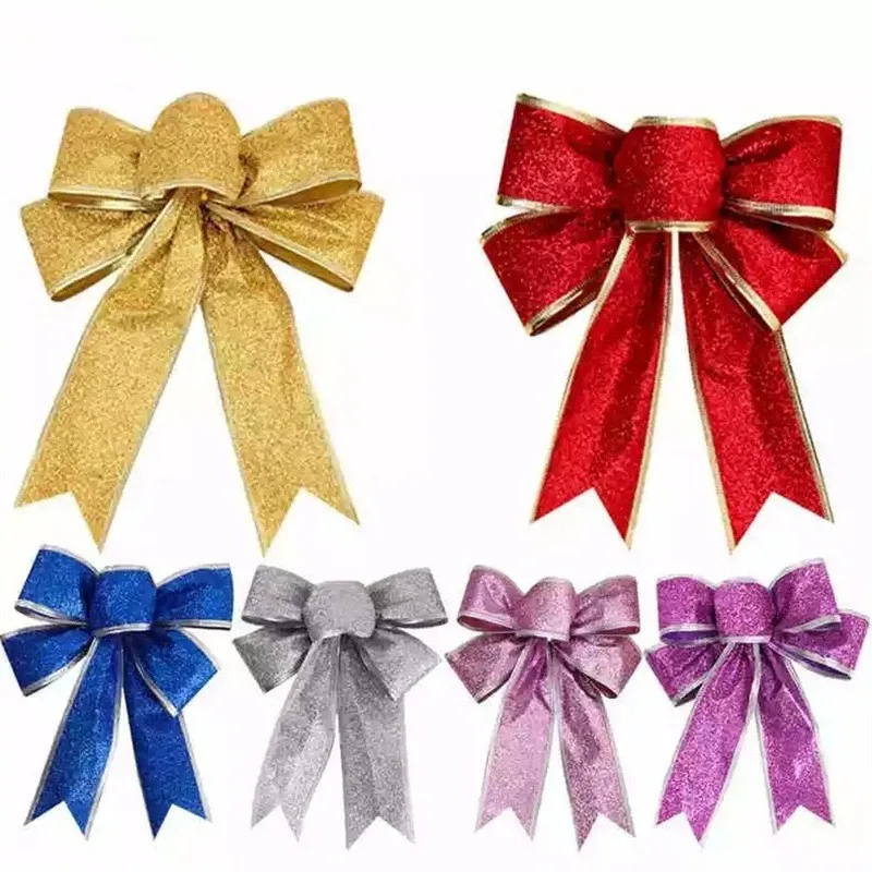 

Christmas Bows Hanging Ornament - Linen & Cotton Material Xmas Tree Decorations for Home DIY Holiday Party Front Door Bedroom