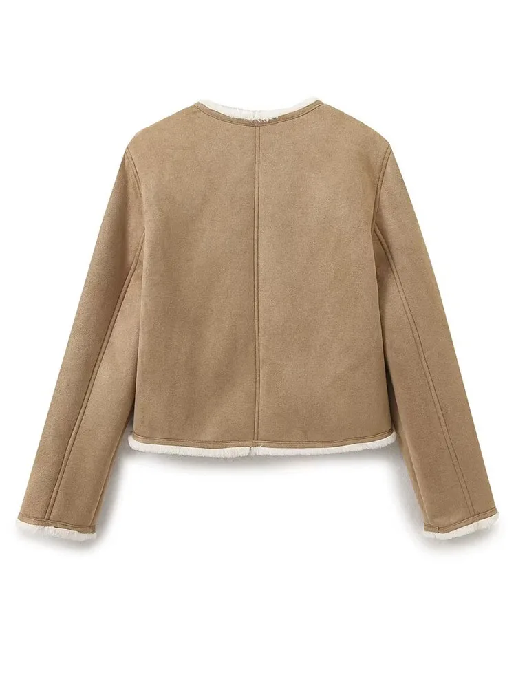 Hh inverno feminino nova moda botão de ouro reversível jaqueta quente feminino tripulação pescoço único breasted alta rua casaco casual mujer