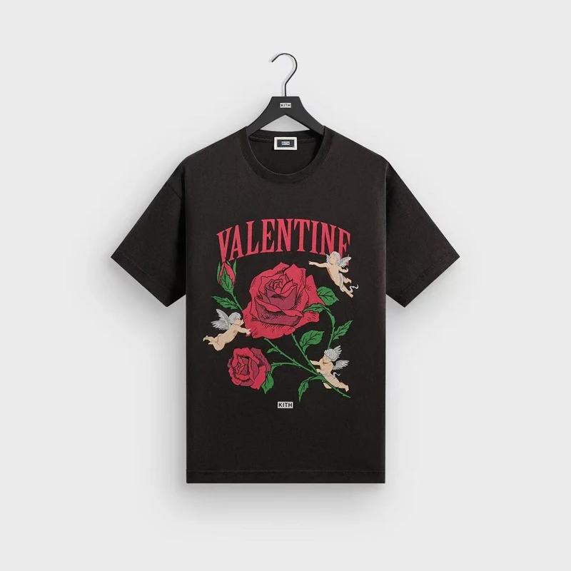 KITH Flower Print T Shirt Summer Daily Short Sleeve Men Women High Quality Loose Cotton T-shirt Tops Tee