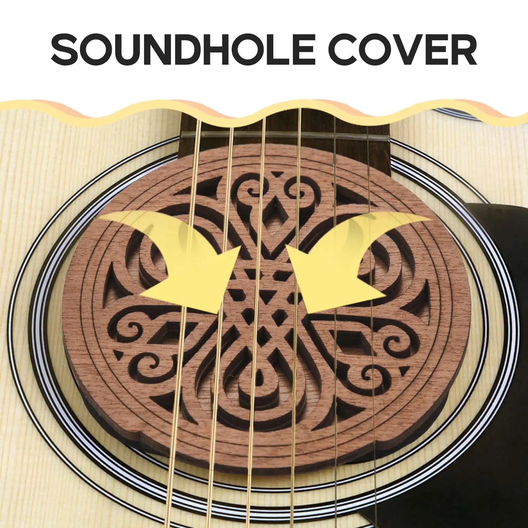 Guitar Wooden Soundhole Sound Hole Cover Block Feedback Buffer Mahogany Wood for EQ Acoustic Folk Guitars 7#