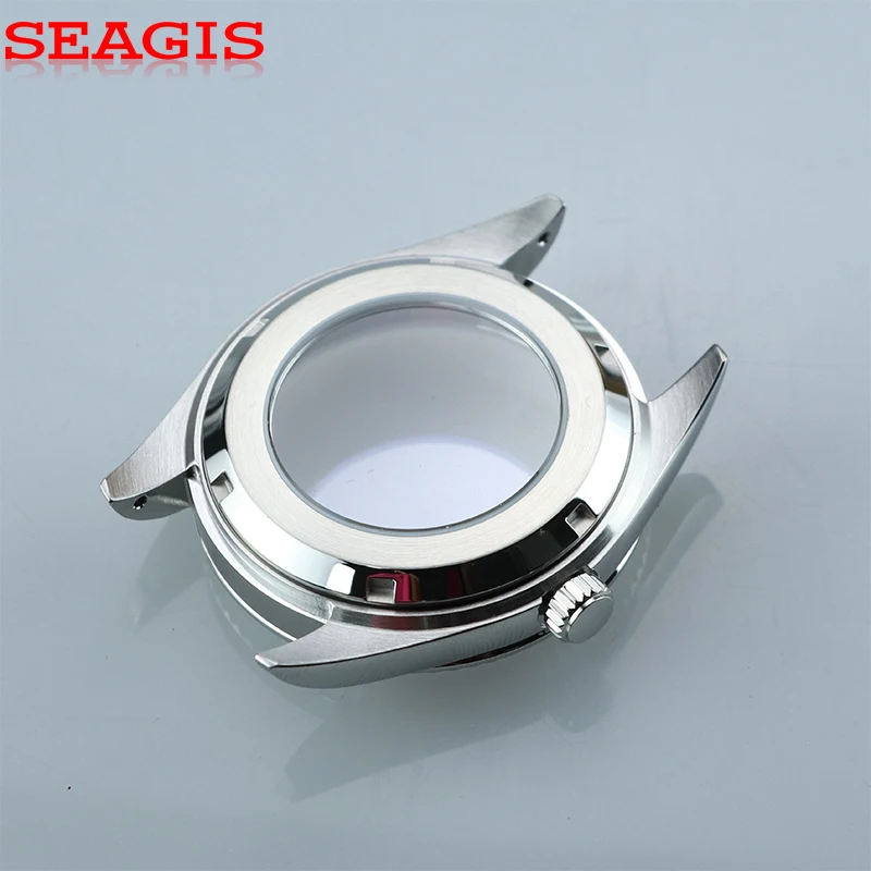 Cassa in acciaio inossidabile da 41 mm Vetro zaffiro con apertura della data dell'obiettivo convesso Misura il movimento NH35 Fondello trasparente