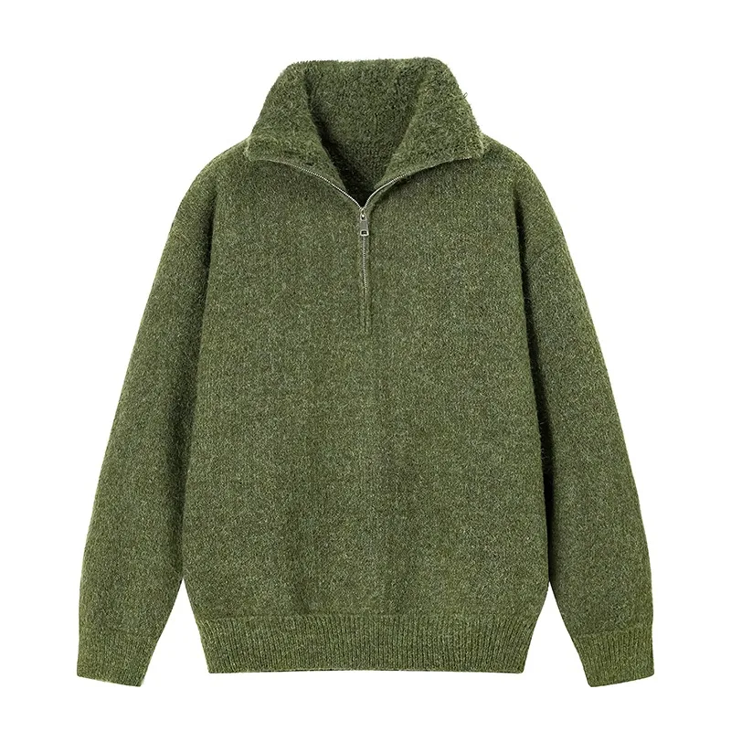 Thick Warm Windproof Lapel Sweater Men's Autumn and Winter Fashionable Loose Comfortable Solid Color Knitted Pullover Sweater