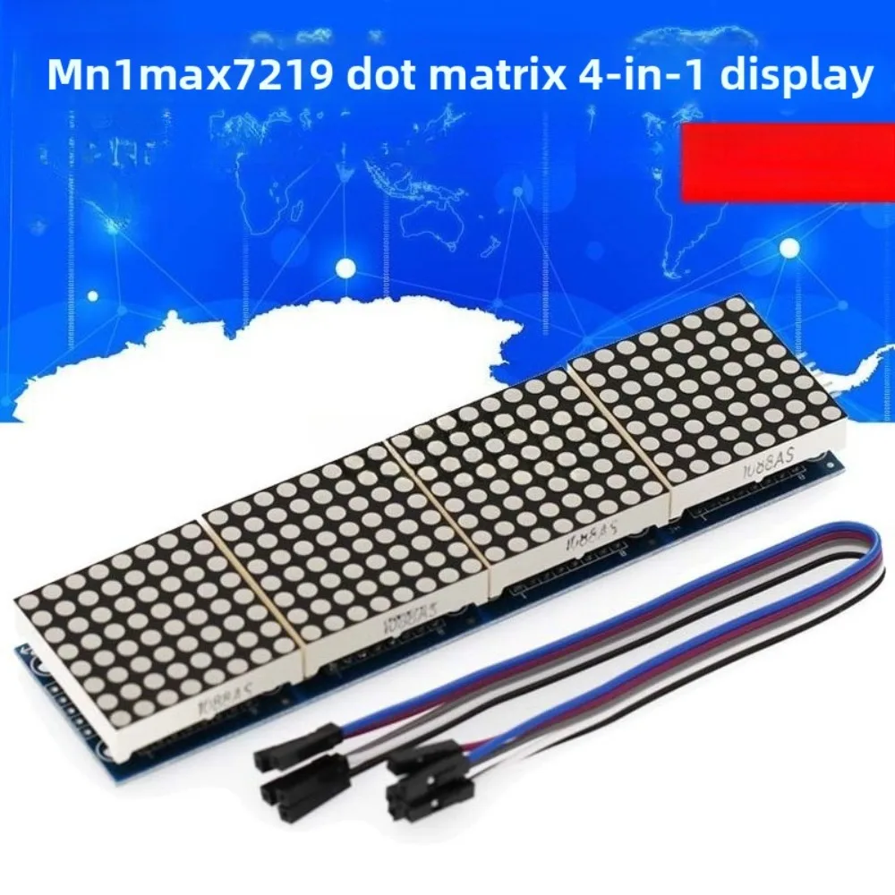 Integrated MAX7219 Dot Matrix Module LH Control Microcontroller Module 4-in-1 Display with 5P Line 5V Voltage Support Cascading