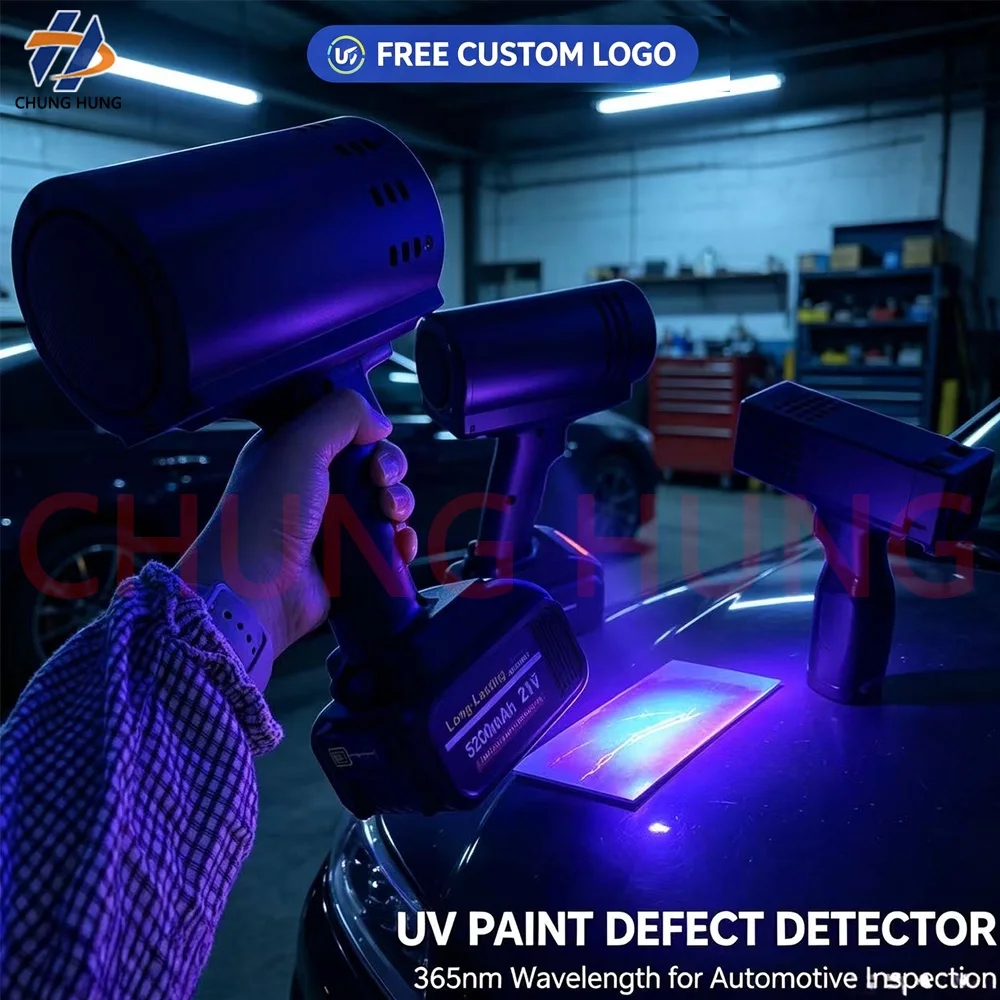 80W/130W/200W 365nm UV Flashlight Car Paint Defect Inspection Lamp Auto Body Resin Glue Curing Ultraviolet Black Light