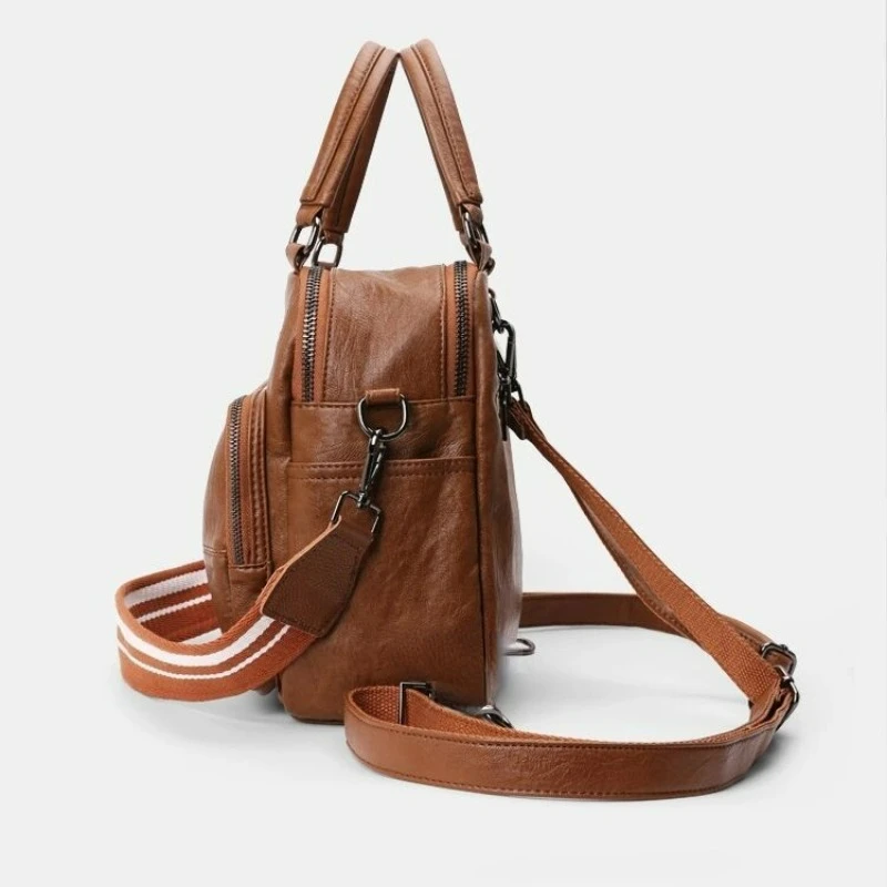 2023 New Backpack Women Versatile Bag Pu Soft Leather Portable Shoulder Crossbody Three-Purpose Ladies Wrap