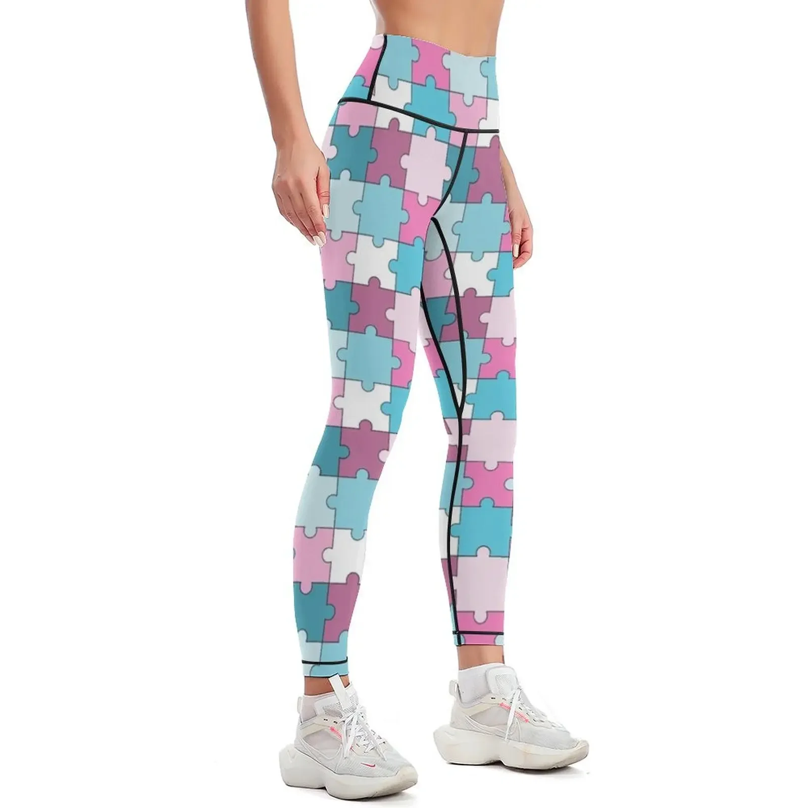 Trans Jigsaw pattern Leggings legging gym exercise clothing for Legging sport Womens Leggings