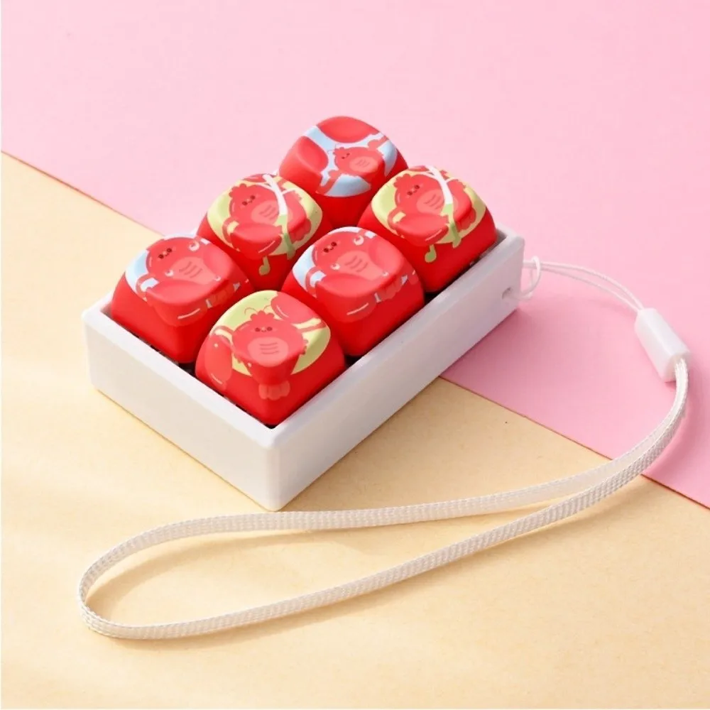 Football Pattern Fidget Clicker Crisp Sound Clicky Button Keyboard Fidget Keychain with Lanyard Small Size