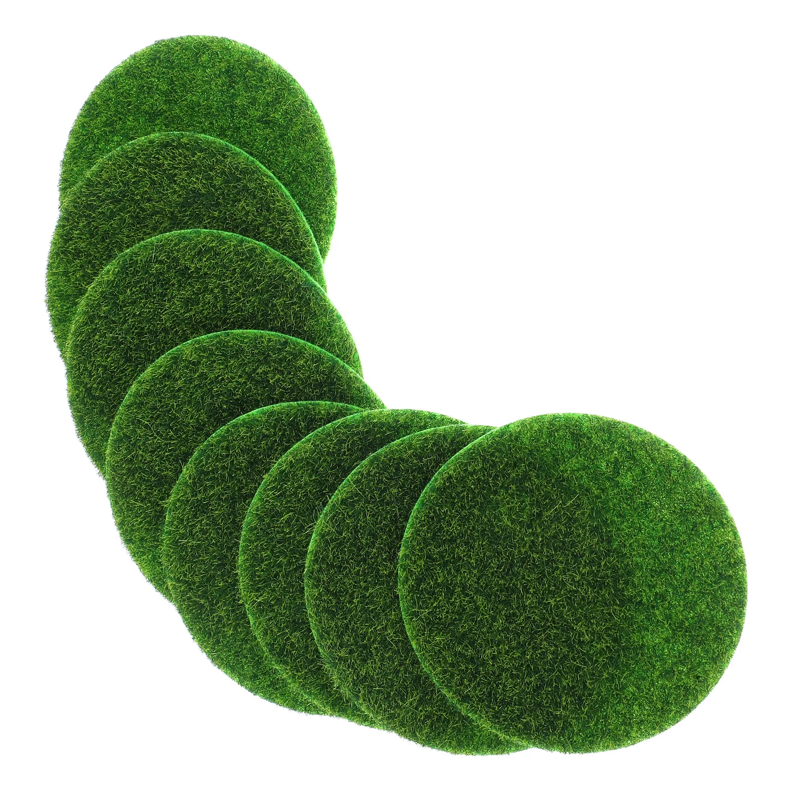 

8Pcs Round Miniature Artificial Grass Mat Simulation Moss DIY Lawn for Fairy Garden Craft Decoration Artificial Moss for Crafts