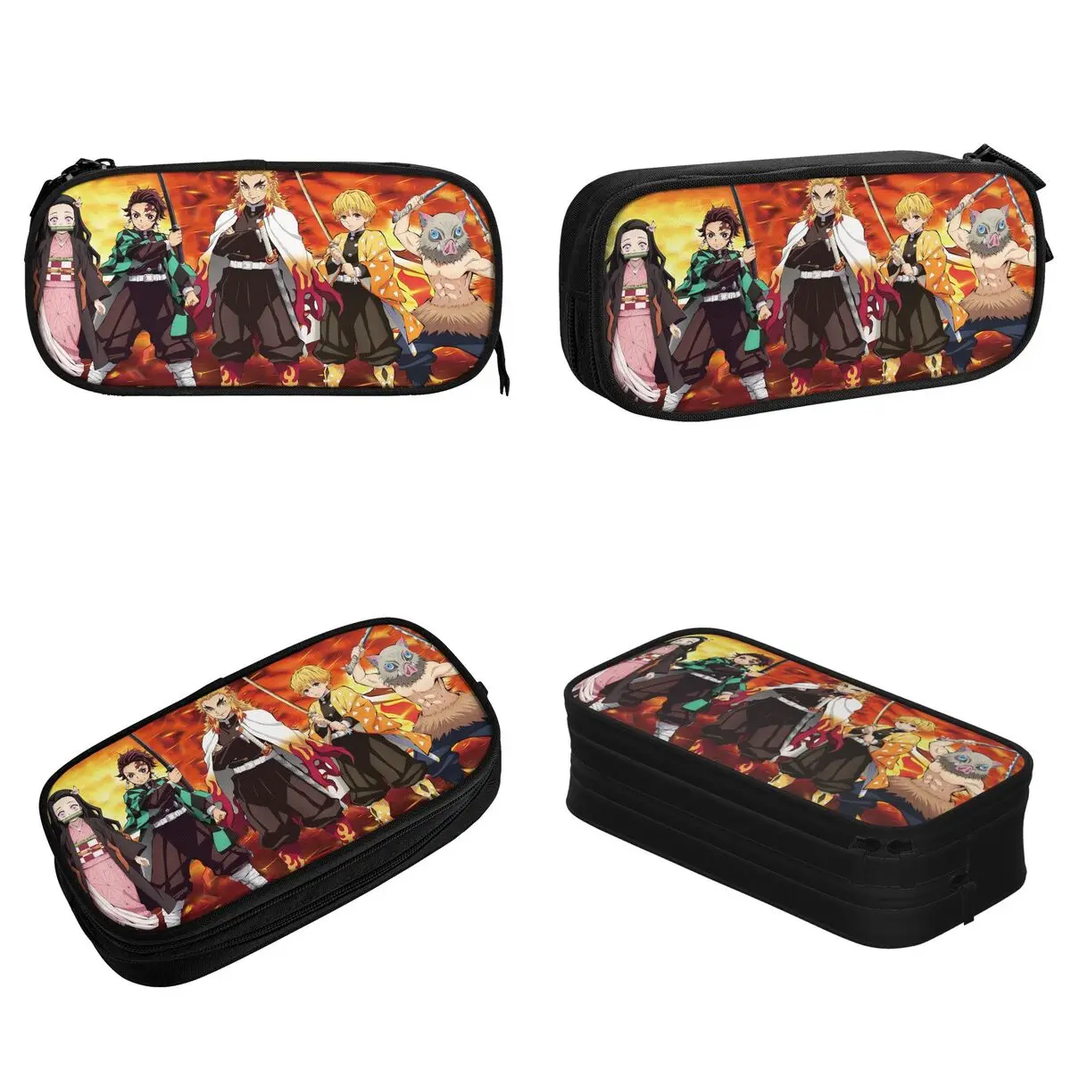 Demon Slayers Anime Pencil Case Japanese Comic Pen Bag for Student Big Capacity School Supplies Cosmetic Pencilcases