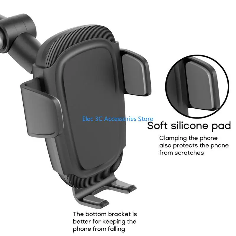 Y51A Universal Car Cell-Phone Mount Cradles Extendable Holder Powerful Clamps Sucker Cup Bracket Arm for Auto Center Console