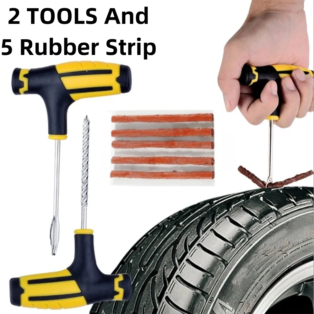 Car Tire Repair Tool Tire Repair Kit Studding Tool Set Auto Bike Tubeless Tire Tyre Puncture Plug Garage Tools with Rubber Strip