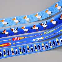 DHK 50yards Paddle Board Pelicans Printed Grosgrain Ribbon Accessories Headwear Decoration Collar DIY Sewing Craft S2636