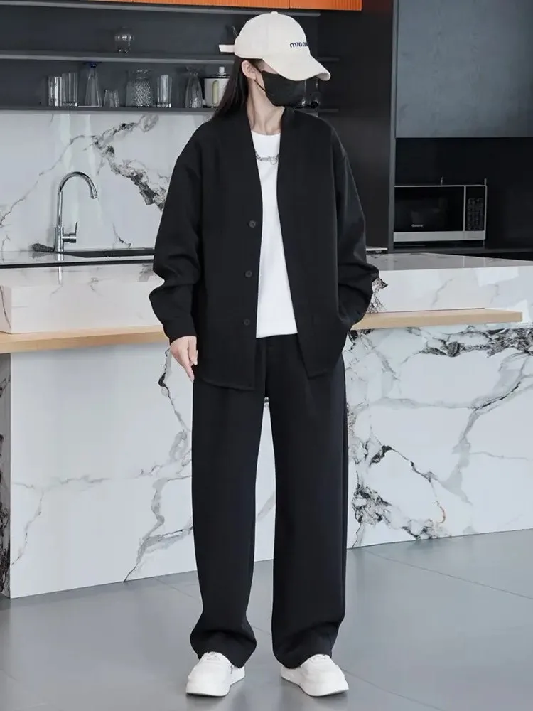 

Sporty Casual Men's Two-Piece Set Long Sleeve Knit Cardigan And Pants Fashionable Youth Autumn Wear Tagkita Brand