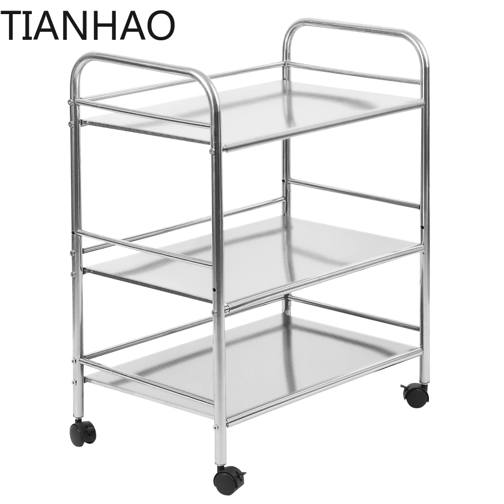 Serving trolley 61x36x75cm stainless steel 3 shelves kitchen transportfor restaurant kitchens or hotels