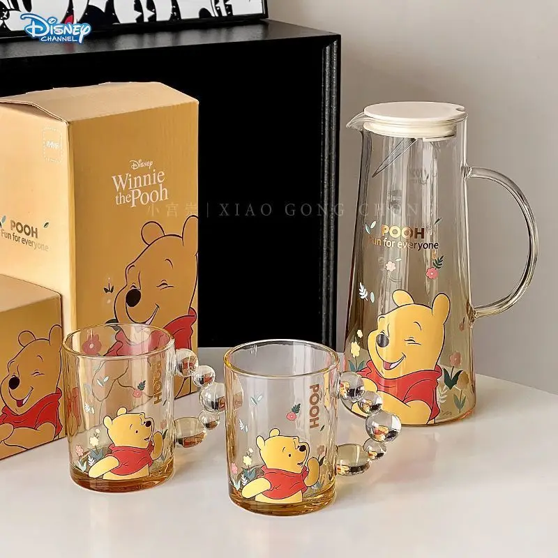 Disney Winnie the Pooh Mug Set Home Pooh Bear Glass Living Room Hospitality Mug Water Bottle Cartoon Coffee Mug Home Disney