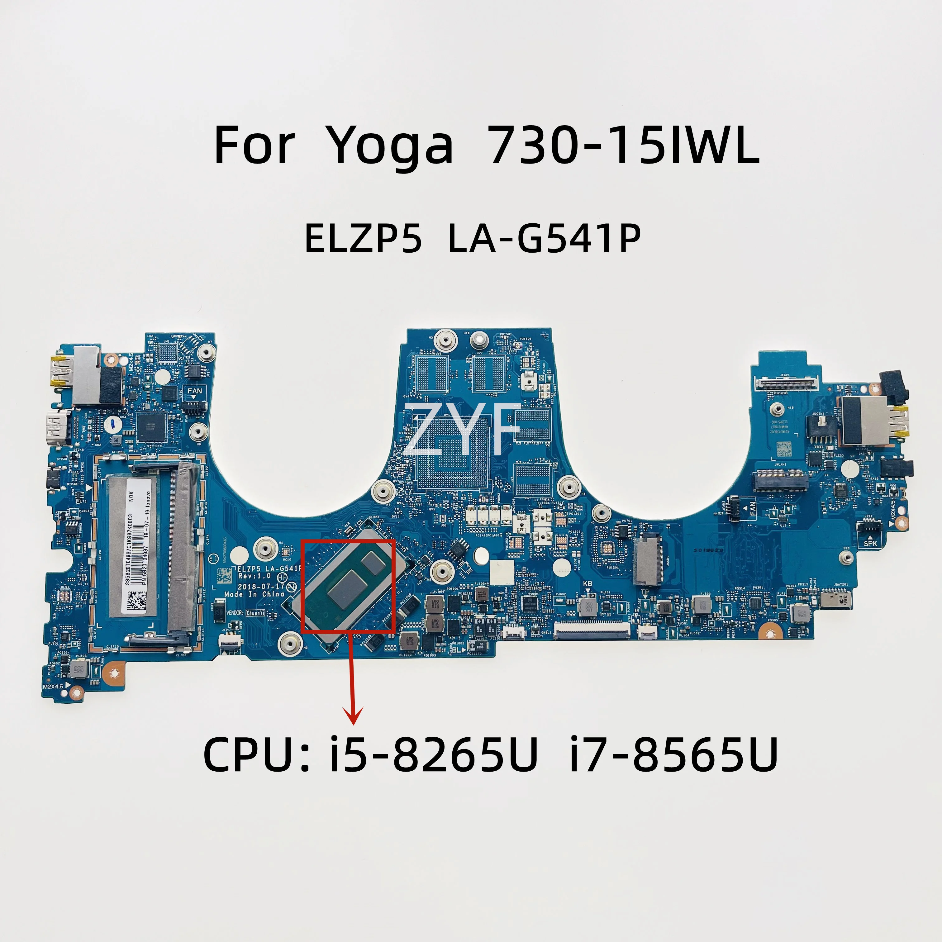 LENOVO YOGA 730-15IWL Intel i7-8565U 8GB GTX1050 Motherboard LA-G541P 5B20T04908 £149.99