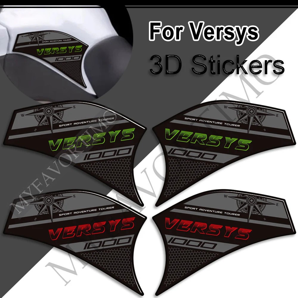 Motorfiets 3d Tank Pad Gas Stookolie Kit Knie Stickers Voor Kawasaki Versys 1000 Se Lt Kofferbak Koffers Zijstickers Beschermer