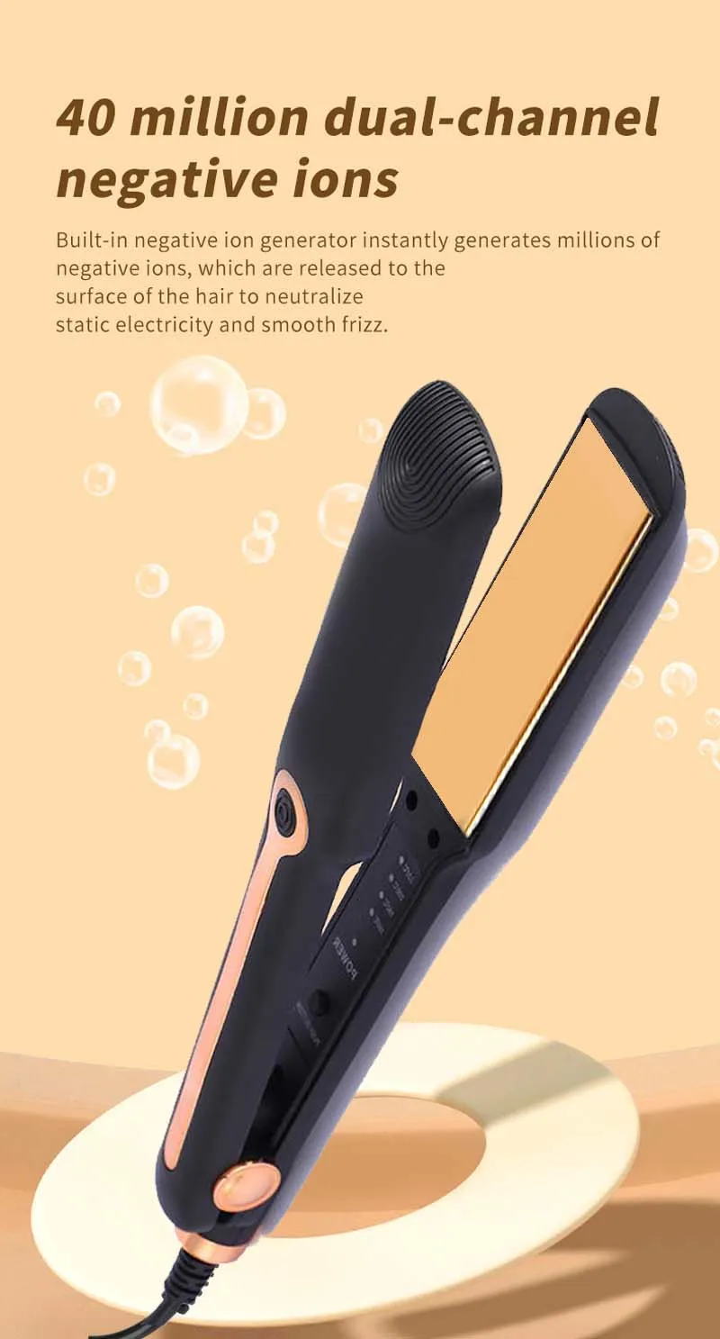 2-in-1 Elektrischer Keramikplatten-Haarglätter & Lockenstab mit Negativ-Ionen-Technologie und Temperaturregelung für den Hausgebrauch – Detail 5