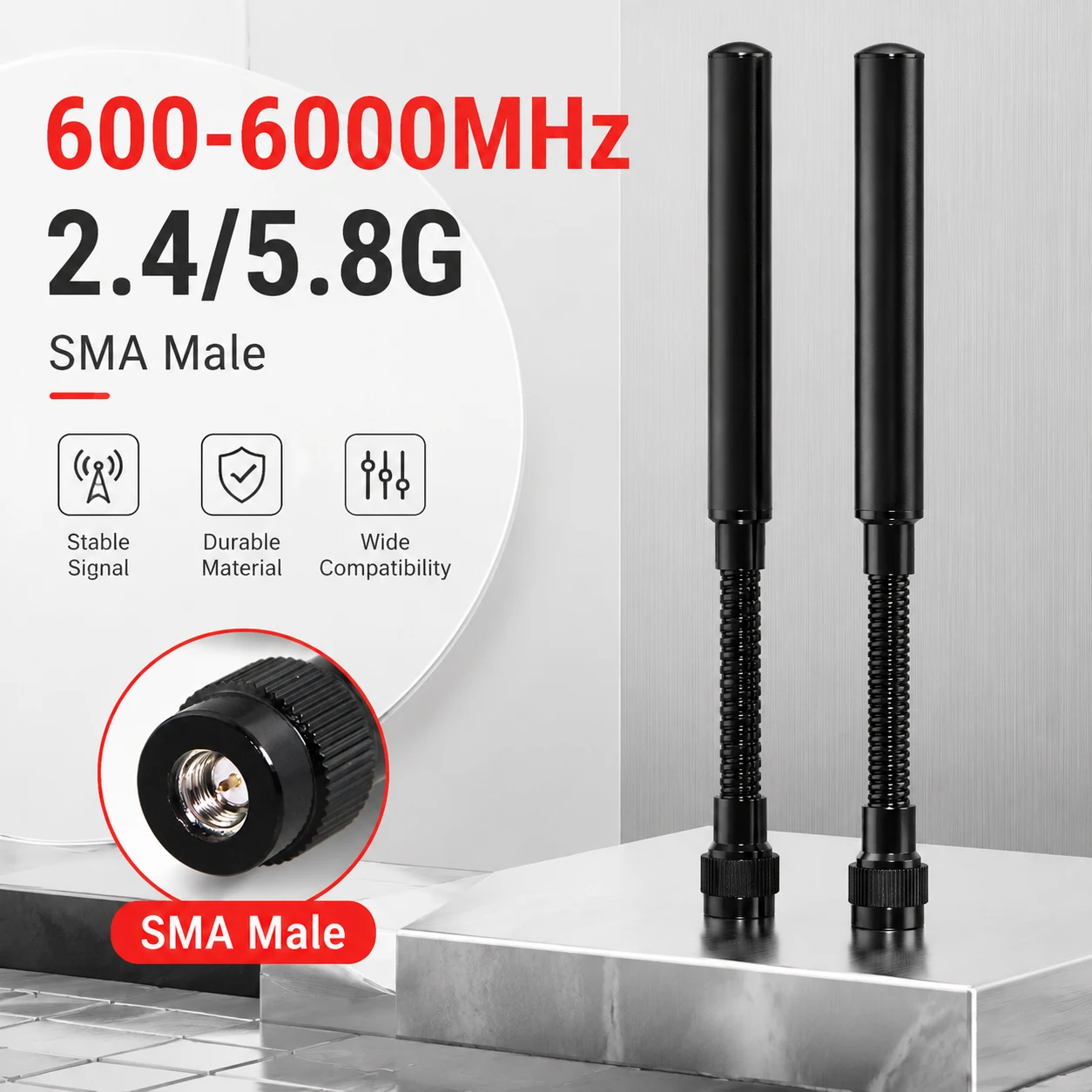 600-6000MHz 2.4G 5.8G WIFI gooseneck antenna spring antenna handheld detector unmanned aerial vehicle jamming device antenna