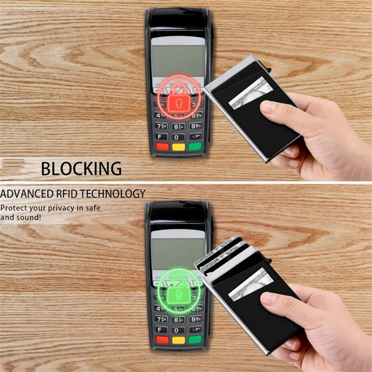 1PC A-Y Letters Print Credit Card Holder Wallet Women RFID Blocking Thin Slim Automatic Pop-Up Card Holder